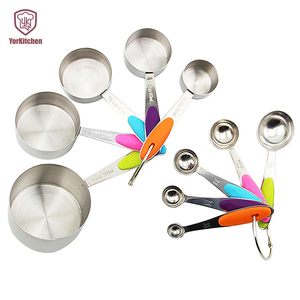 Grosir 10 buah gelas ukur gagang silikon baja tahan karat untuk penggunaan rumah dan dapur - Product Image 1