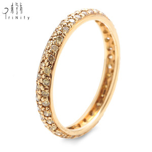 Haute qualité Vintage 18K solide or jaune véritable naturel diamant jaune anneaux somptueux fête cadeau de mariage pour les femmes - Product Image 5