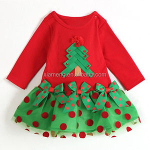 Stock short sleeve 100% cotton girl Chirsitmas dress baby Christmas costume for - Product Image 2