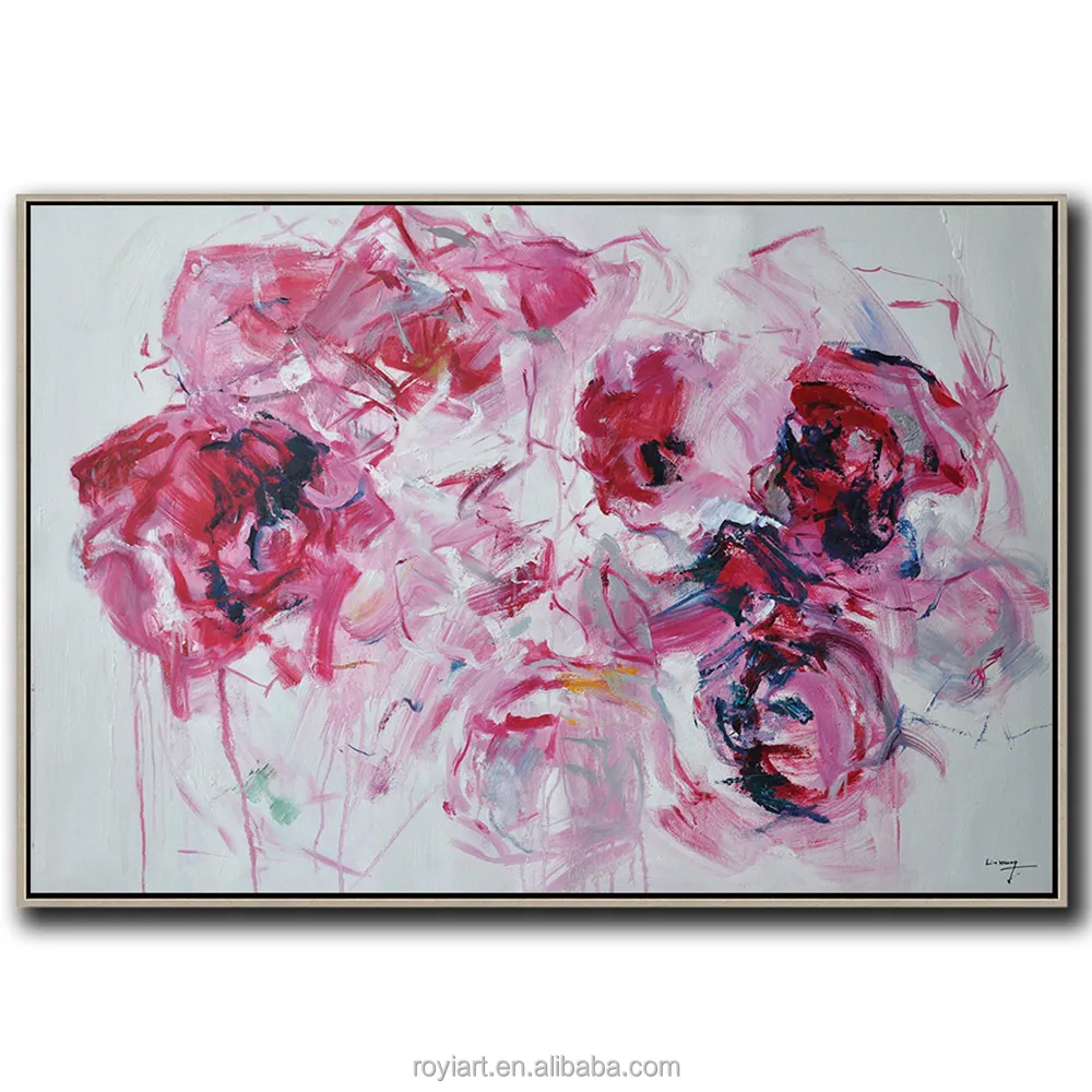 Peinture de fleurs d'art sur toile moderne de haute qualité faite à la main sur toile fine