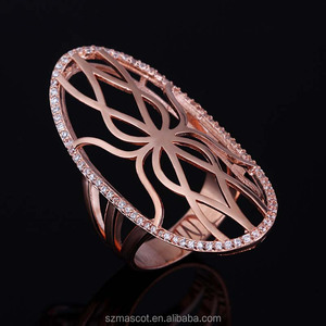 <span class=keywords><strong>El</strong></span> más nuevo Estilo 925 Joyería de Plata Esterlina de Oro Rosa Plateado Anillo de Dedo Largo - Product Image 1