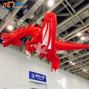 Chinese suppliers ballons party decoration,4m long red Hanging giant Inflatable dragon event decoration