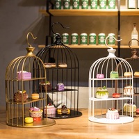 Présentoir à gâteaux en acier inoxydable, équipement de Buffet Unique, acier inoxydable, décoration de luxe, Cupcake à 3 niveaux, mariage, thé haut, cage à oiseaux