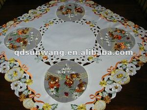 <strong>Easter</strong> Floral Embroidered and Cutwork Disposable 100% Polyester Square <strong>Table</strong> <strong>Cloth</strong> - Product Image 4