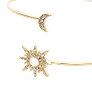 Brazalete fino ajustable con forma de luna y Sol de circón chapado en oro de aleación personalizada estadounidense - Product Image 6