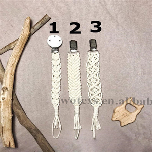 BP005 Sano <span class=keywords><strong>e</strong></span> Sicuro Fatti A Mano In Tessuto di Cotone Del Bambino Catena Ciuccio Eco-Friendly Boho Macrame ciuccio Clip - Product Image 2