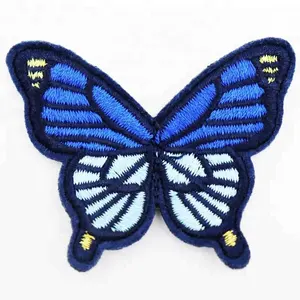 Custom Blue Butterfly Patch Iron On Embroidery Patch Butterfly Patches For Hats Lady Dress