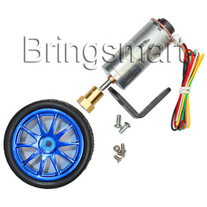 Bringsmart 12V DC Electric Gear <strong>Motor</strong> With Hall <strong>Encoder</strong> 12 Volt Engine 6v Gearbox With Wheel Tire <strong>Bracket</strong> Coupling for DIY Robot - Product Image 2