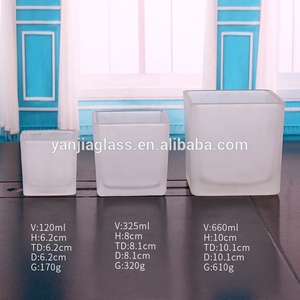 330มิลลิลิตร660มิลลิลิตรตารางสีขาวเทียนภาชนะขวดแก้วฝ้าเชิงเทียน