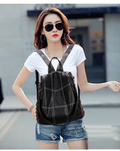 De las mujeres de la moda de cuero de la PU de mochilas bolso Anti robo damas Casual mochila elegante bolso de hombro mochila escolar - Product Image 4