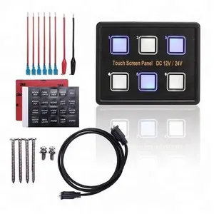 MICTUNING Wipp schalter 12V/24V 6-Gang-LED-Schalter Touchscreen-Bedienfeld Control Box Switch-Gang-Panel