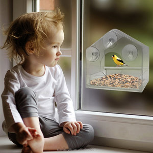 Mangiatoia per Uccelli in Acrilico Trasparente con Vassoio Scorrevole, Resistente alle Intemperie e agli Scoiattoli, Supporto per Semi in Vetro - Product Image 5