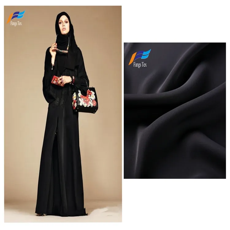 Hot selling 100% polyester formal black Bangladesh wool peach preach for islamic abaya fabric muslim abaya new women's dress