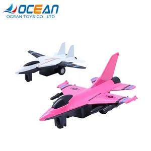 Pink white yellow pull back diecast metal metal toy fighter plane