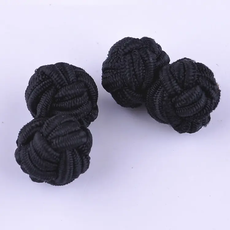 Wholesale Knot Rope Cotton Silk Shirt Elastic Fastener Ball Cufflinks