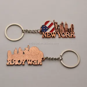 Antique Bronze Plating America Flag New York Tourist Souvenir Gift Keychain