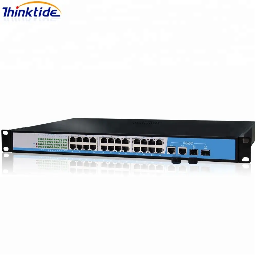 Beheerd 24 poort Netwerk Fiber POE Switch 24 RJ45 met 2 gigabit SFP Combo Web SNMP VLAN functie industriële