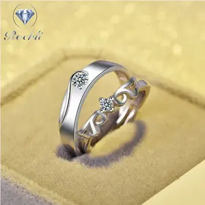 2019 Design semplice moda romantico argento coppia anello di fidanzamento regalo di san valentino regalo di compleanno per gli uomini delle donne