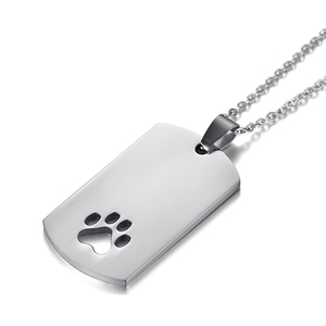 Collar con etiqueta con estampado de pata, joyería colgante grabada personalizada para amantes de las mascotas, recuerdo conmemorativo, regalo para hombres y mujeres - Product Image 2
