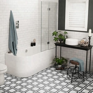 Phong Cách Châu Âu Hiện Đại 200X200Mm Đá Cẩm Thạch Như Sứ Ma-rốc Gạch Đen Và Trắng Cho Phòng Tắm Sàn Nhà Tắm - Product Image 5