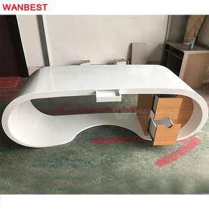 Hot bán văn phòng bàn trắng rắn bề mặt đá Máy tính bảng thiết kế với ngăn kéo hiện đại bàn điều hành - Product Image 3