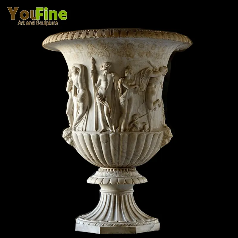 Vaso de planta antigo para decoração de jardim, mármore
