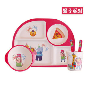 Juego de vajilla ecológica de fibra de bambú para niños, juego de vajilla de dibujos animados, 5 piezas - Product Image 3