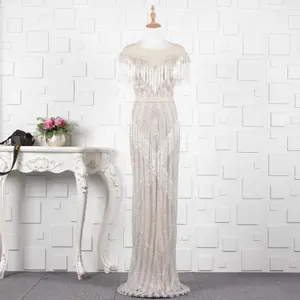 Heavy Beaded Tassels 2019 New Style Off Shoulder Silk Evening Dresses Slit Long Luxury Fashion Elegant Arabic Evening Dresses