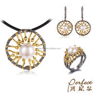 The Birth of Life Design Ensemble de bijoux en argent sterling 925 avec un joli plaqué or jaune
