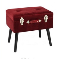 Pouf de rangement moderne de luxe en tissu, coffre de rangement, ottoman en velours rose, valise de rangement, pouf de rangement