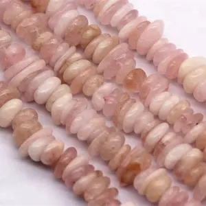 Bulk Price Loose Nugget Disc Shape Gemstone Bead Strands Pink Opal Stone Beads For Jewelry Making