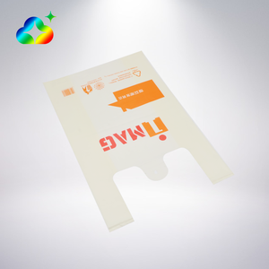 Logotipos personalizados Impressão Grande Tamanho Reutilizável Biodegradável Compostável <span class=keywords><strong>T</strong></span> Shirt Lidar Com Sacos De Compras De Plástico Para Mercearia Supermercado - Product Image 4