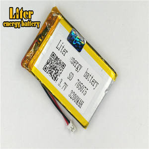 Stecker <span class=keywords><strong>2</strong></span>,0-<span class=keywords><strong>2</strong></span> P Lithium-Batterie <span class=keywords><strong>3</strong></span>,7 V 705075 3200 mah hohe dichte flache lipo lithium-polymer batterie li ionen batterie - Product Image 1