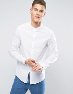 KYオフィス新作カスタム男性用おじいちゃん襟長袖ラグラフィット白ドレスシャツボタンプラケットコットンブランクシャツ - Product Image 4