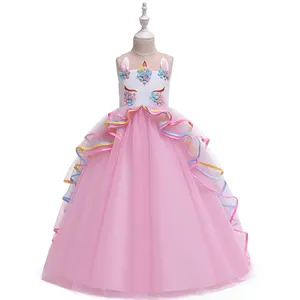 MQATZ unicorn Girls Flower Vintage Wedding Party Evening abito da ballo formale per bambini DJS009