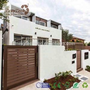 Clôture de jardin WPC de haute qualité Foshan avec cadre en aluminium, double portail coulissant, panneaux en <span class=keywords><strong>bois</strong></span>-plastique résistants aux UV et treillis - Product Image 2