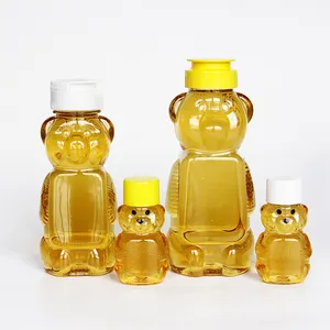 BPA Botol Beruang Madu Plastik PET, Kelas Makanan Gratis 50Ml 240Ml 500Ml dengan Topi Atas Flip