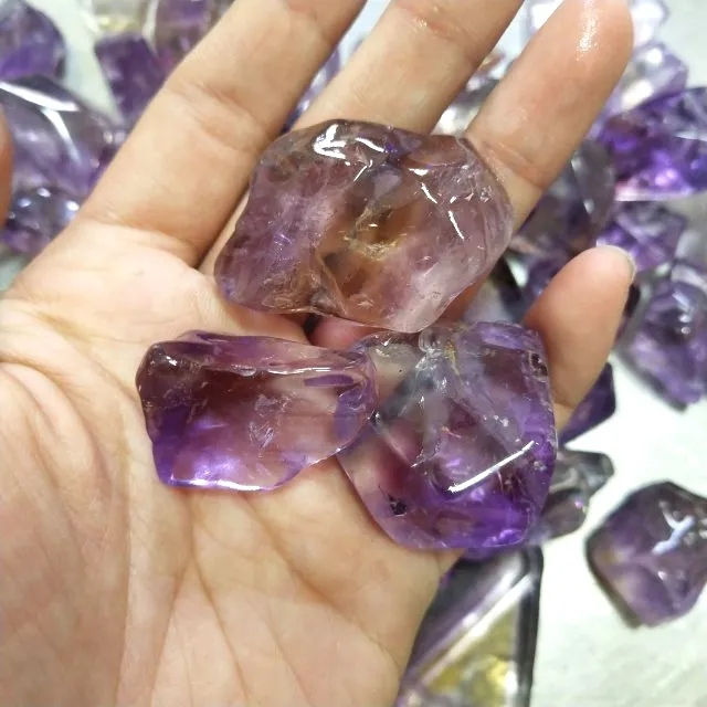 Venta al por mayor de alta calidad natural claro amatista caído cristal caída púrpura cuarzo mineral