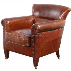 Deluxe Club Hennessy Brown en cuir <span class=keywords><strong>fauteuil</strong></span> avec roues - Product Image 1
