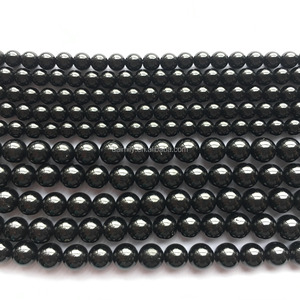<span class=keywords><strong>Spinelle</strong></span> noire naturelle ronde de qualité A perle de pierre précieuse bijoux en pierre semi-précieuse bracelet et collier à bricoler soi-même - Product Image 3