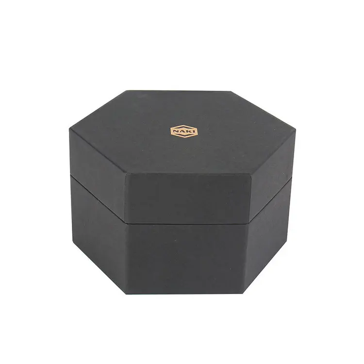 Caja de cartón pequeña negra duradera con forma hexagonal de diseño personalizado