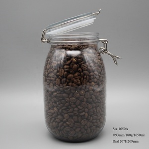 1650ml <span class=keywords><strong>kilner</strong></span> redonda para mascotas de plástico de calidad alimentaria, material tarro de almacenamiento con cerradura de metal para embalaje niño dulces fruta seca loco - Product Image 4