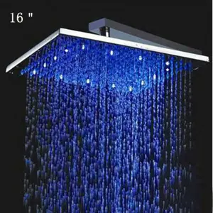 Pommeau de douche cascade et pluie, pour salle de bain, en acier inoxydable, Led, couleur double