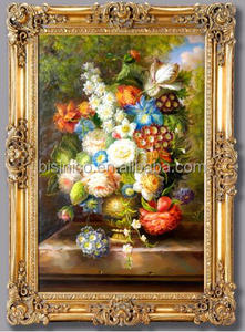 Quadro Classico con Cornice <span class=keywords><strong>in</strong></span> Legno Dorato Antico, Dipinto a <span class=keywords><strong>Mano</strong></span> su Tela con Motivi Floreali, Dimensioni Personalizzabili, Arte con Fiori e Frutta - Product Image 3