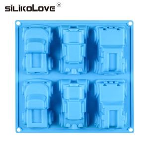 Food Grade Certificato 6 Cavità Carino 3D Auto A Forma di Torta Del Silicone Della Muffa - Product Image 1