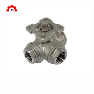 PN16 DN80 threaded connection stainless steel seal hard seal three-way 3-way ball valve