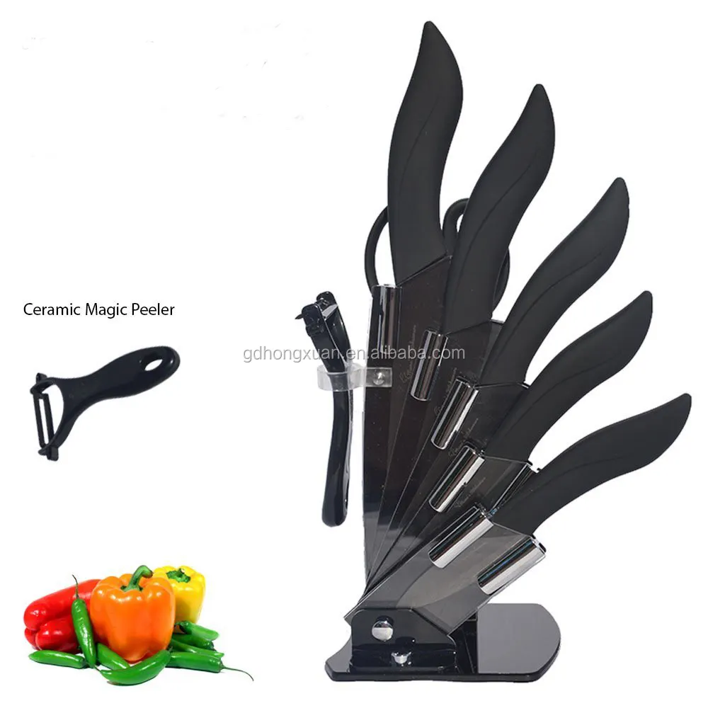 Đồ dùng nhà bếp chuyên nghiệp gốm knife set với tay cầm màu đen