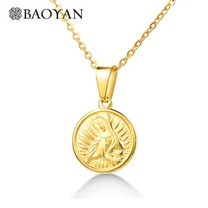 Baoyan collier de médaille vierge Maria en or, bijoux italiens religieux catholique