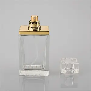 Chinois Clair vide verre 100 ml vide vaporisateur bouteilles de parfum avec capuchon en or