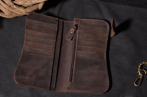 Retro <strong>UK</strong> New Design <strong>Men</strong> RFID Chain Crazy Horse Biker Phone Zipper Bag Genuine <strong>Leather</strong> Travel Long <strong>Wallet</strong> - Product Image 4